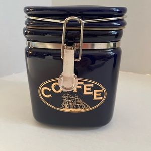 Coffee Canister Cobalt Blue Silver Trim
